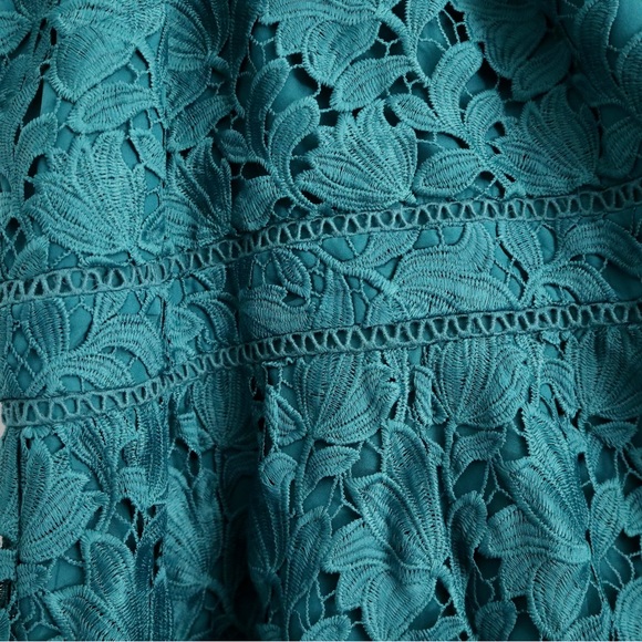 LOFT petite teal embroidered floral midi dress - Picture 3 of 6